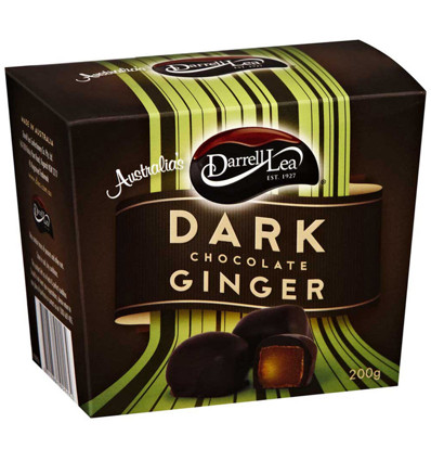 Darrell Lea el Chocolate negro 200 g de Jengibre x 6