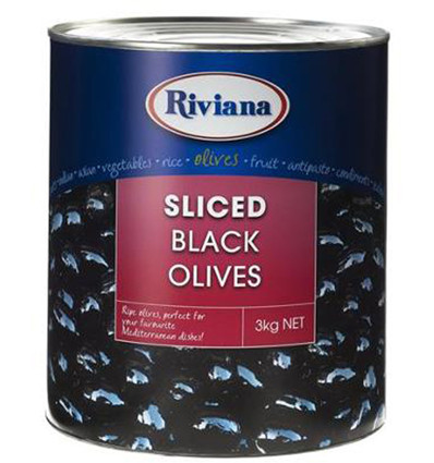 Riviana食物片黑色的橄榄3公斤