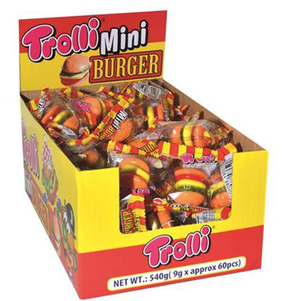 Trolli Mini Burger Candy 9gm - 60 Piece Pack x 1