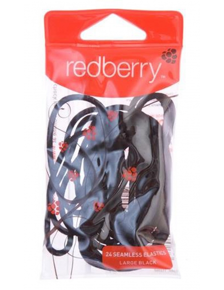 Redberry Large Black Ponytail Elastics 24 paquetes