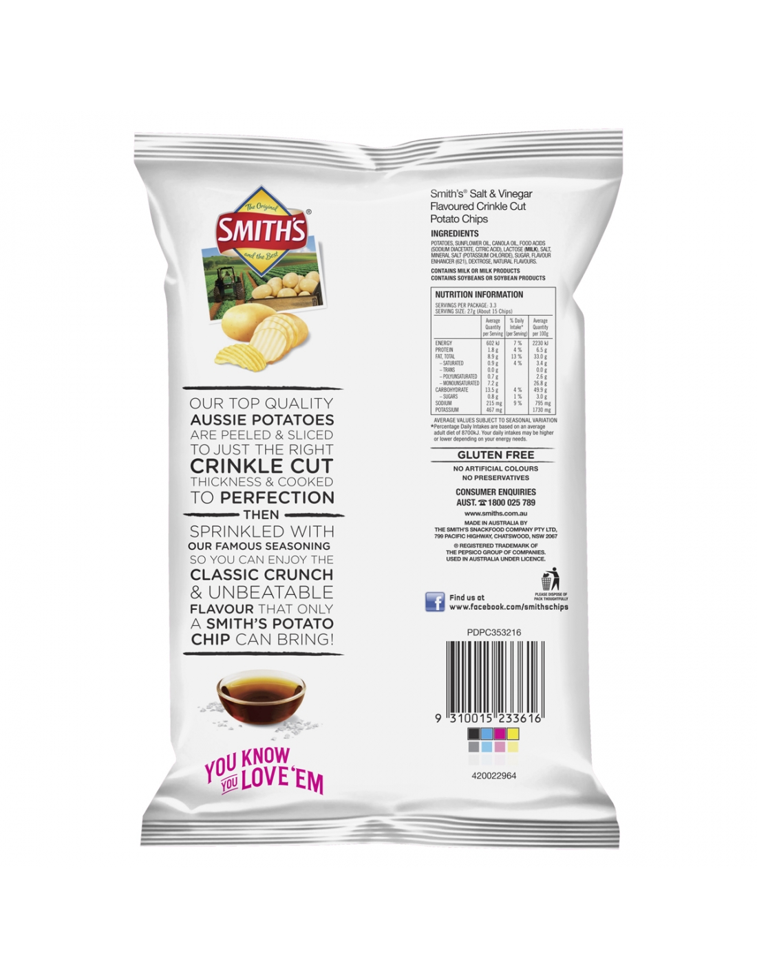 Smiths Salt And Vinegar 90g X 18 smiths-salt-and-vinegar-90g-x-18