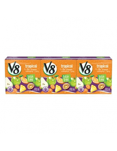 Campbell Soepen V8 Juice Fruit And Vegetable Tropical 3-pack 250 ml