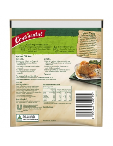 Zuppa di cipolle continentale a pacchetto