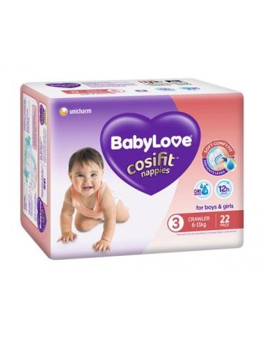 Babylove Cosifit Crawler Convenience Nappies 22 Pack x 4