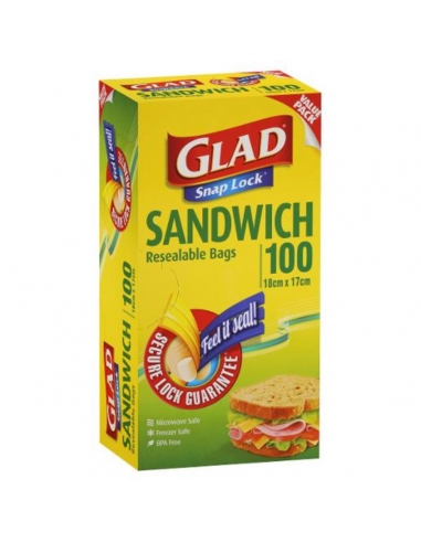 Sacchetti sandwich con chiusura a scatto contenti Confezione da 100 pezzi x 6