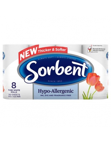 Sorbent Hypo-allergenic Toilet Tissue 8 Pack x 1