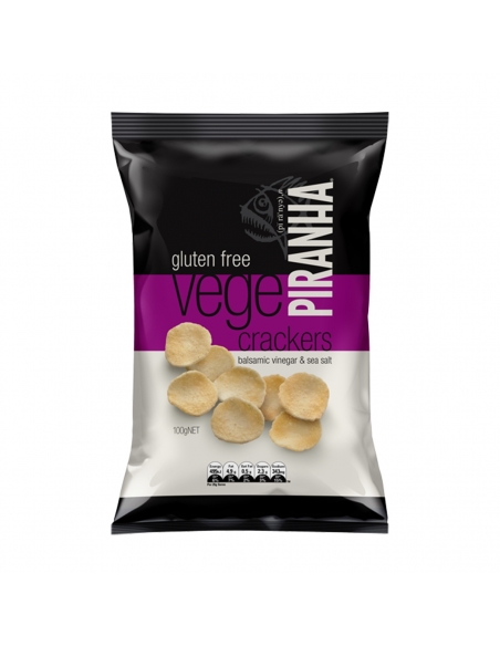 Piranha Vege Crackers Aceto Balsamico e Sale Marino 100g x 12