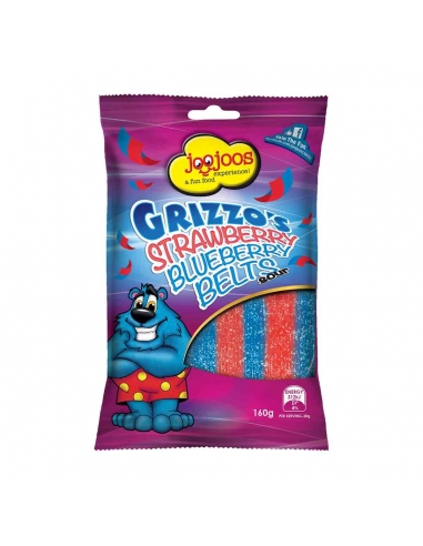 Joojoos Grizzo's Strawberry Blueberry Belts Sour 160g x 12