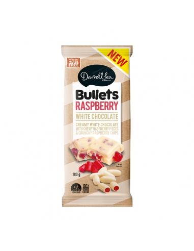 Bullets Darrell Lea Bloque de chocolate blanco de frambuesa 180 g x 17