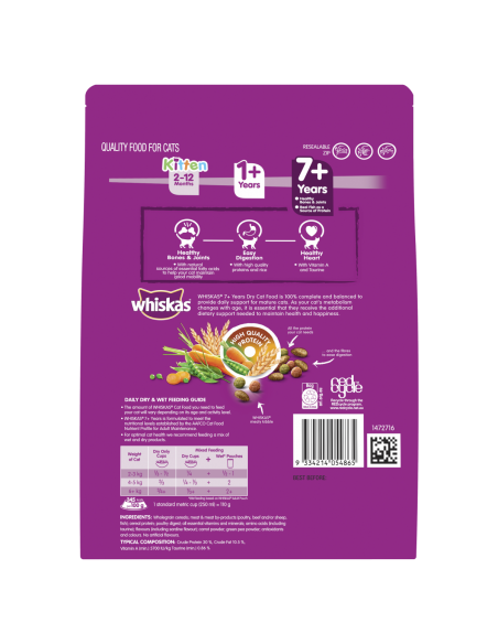 Whiskas Tuna & Sardine Adult 7+ Cat Food 800gm x 1