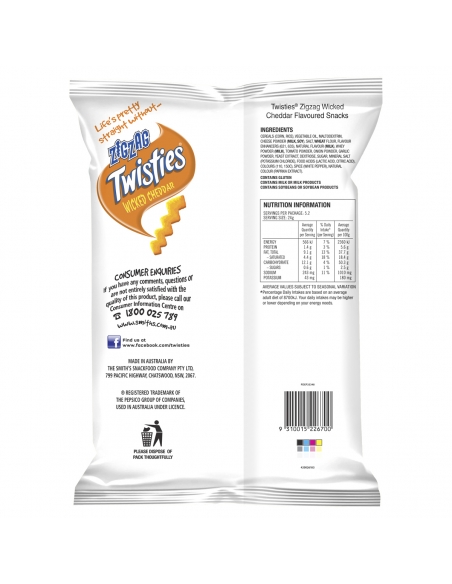 Twisties Zigzag Wicked Cheddar 125g x 1