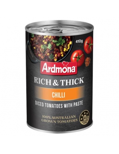 ardmona辣椒富含和厚厚的罐装西红柿410gm x 12