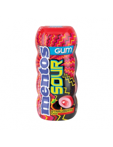 Mentos Sour Gum Strawberry Bottle 30g x 10