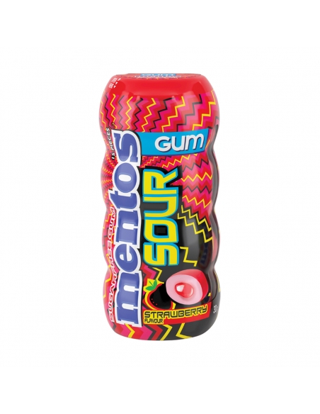 Mentos Sour Gum Aardbei Fles 30G x 10