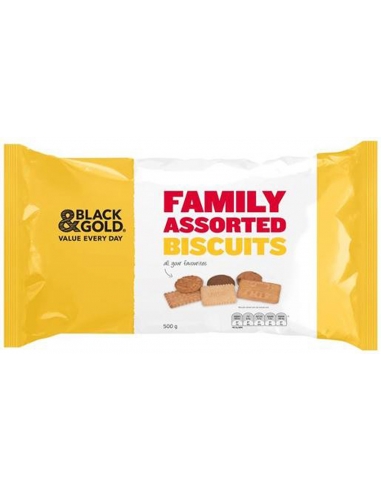 Zwart en goud gezinsgeassorteerde koekjes 500gm