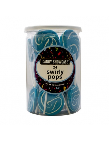 Candy Showcase SWirly Lollipop Blau und Weiß 12G x 24