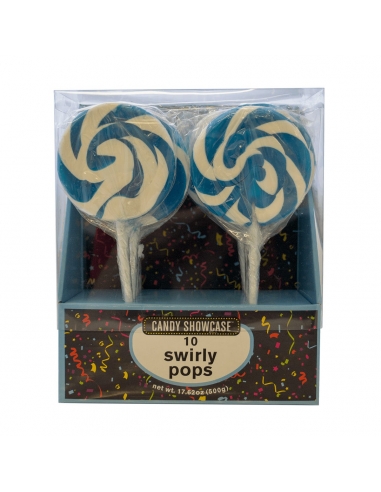 Lolliland Swirly Lollipops azul y blanco 50 g x 10