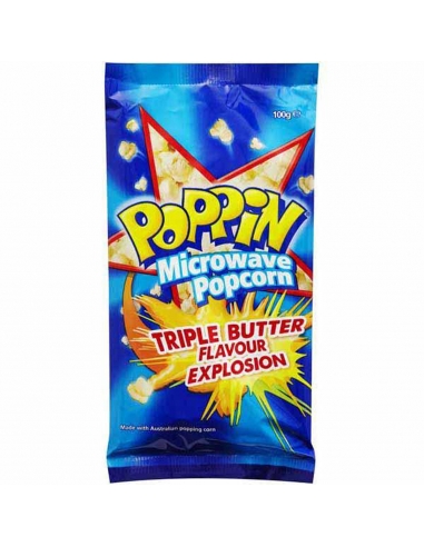 Poppin Microwave Popcorn Triple Butter 100G
