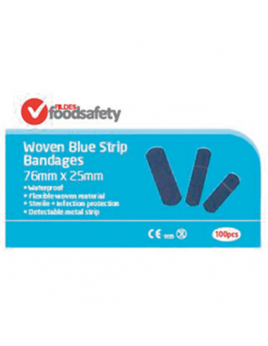 Fildes Bandaid Blue Food Safe 76 X 25mm 100 Pack Packet