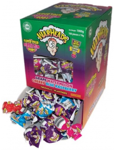 Mega Warheads Super Sour Gum Pops 19GM x 100