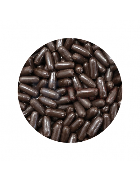 Balas de regaliz recubiertas de chocolate negro fyna 6 5 kg