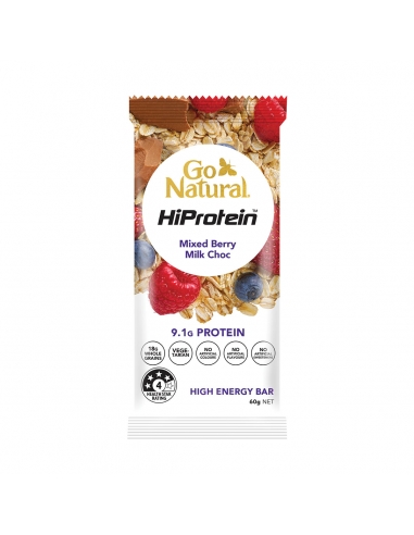 GO Natural Hiprotein Energy Bar Berry Berry Milk Choc 60g x 10
