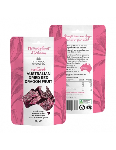 Mareeba -boomgaarden gedroogd Dragon Fruit 57G x 6