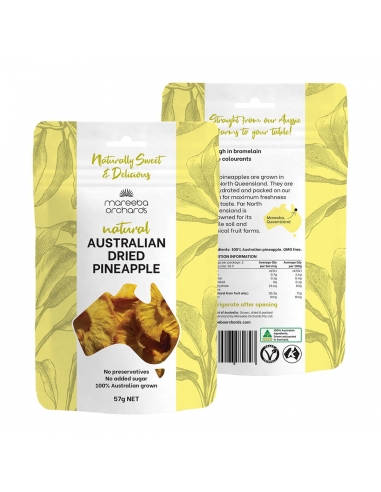 Mareeba -boomgaarden natuurlijke Australische gedroogde ananas 57 g x 6