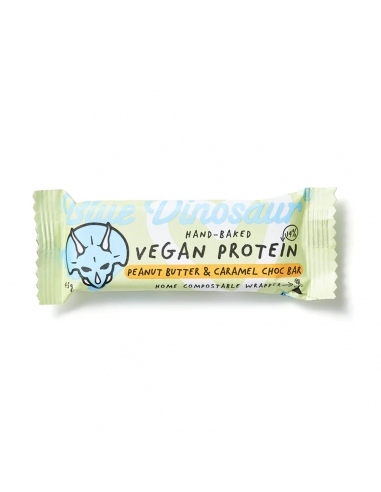 Dinosaurio azul Proteína vegana mantequilla de maní y caramelo 45g x 12