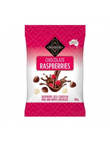 Hugos Raspberry met melk en witte chocolade 180 g x 12