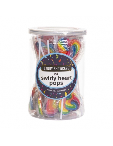 Lollilland Swirl Rainbow Heart Lollipops 12g x 24