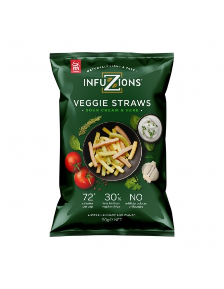 Infuzions vegetarische rietjes zure room en kruid 90 g x 15