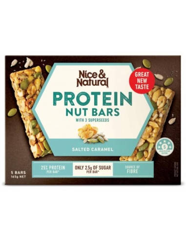 Nice & Natural Baton proteinowy z karmelem i solą morską 165 g x 8