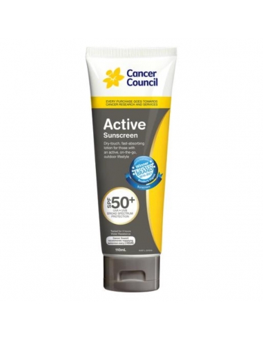 Cancer Council Active Dry Touch filtry przeciwsłoneczne Spf 50+ 4 godziny wodoodporne 110 ml
