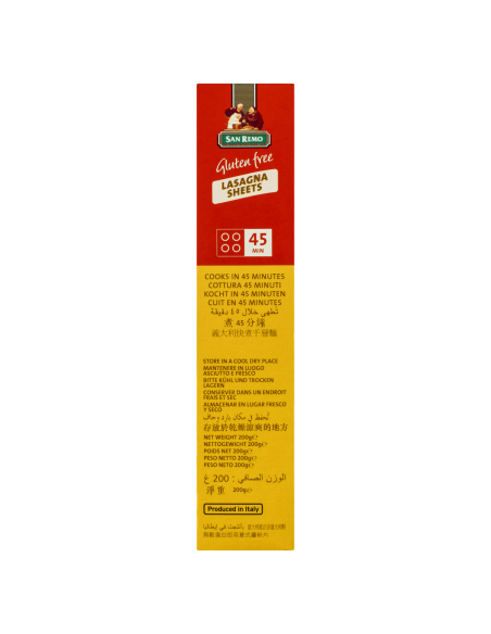San Remo Pasta Lasagne Blatt Gluten Free 200 Gr Packet