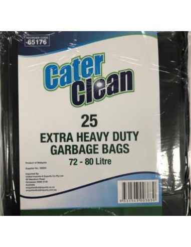 Cater Clean Bolsas de basura 72-80lt Ex Heavy Duty Negro 25 paquete