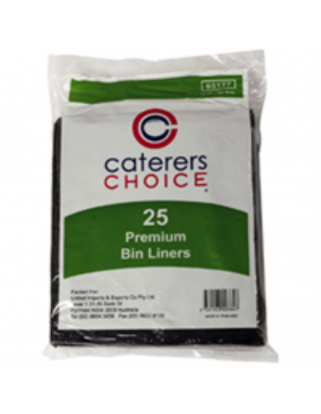 Cater Clean Bags Garbage Prem 70-77lt Black 25 Pack x 1