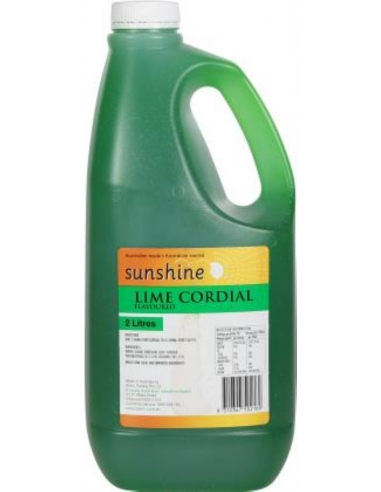 Sunshine Lime Cordial 25% Jugo 2 Lt Bottle