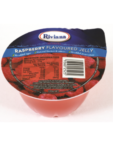 Riviana Jelly Frambozenbekers 12 X 120gr Dienblad