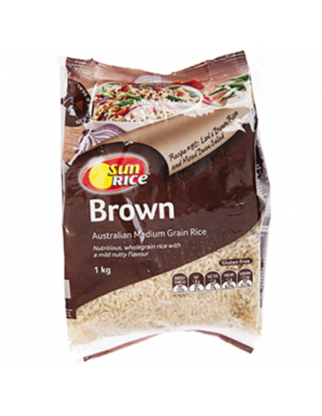 Sunrice Rijst Calrose Bruin Medium Korrel 1 Kg Pakket