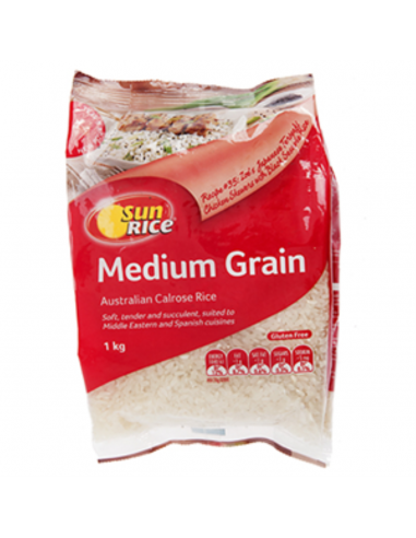 Sunwhite Rice Calrose White Medium Grain 1 Kg Packet
