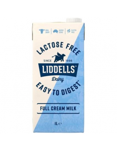Liddells Lattosio di crema piena di latte Uht Free 1 Lt Ogni x 12