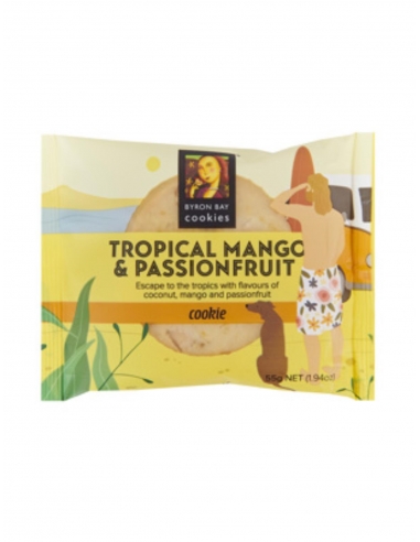 Byron Bay Cookies Portionskontrolle: Tropische Mango und Passionsfrucht verpackt, 12 x 60 g-Packung