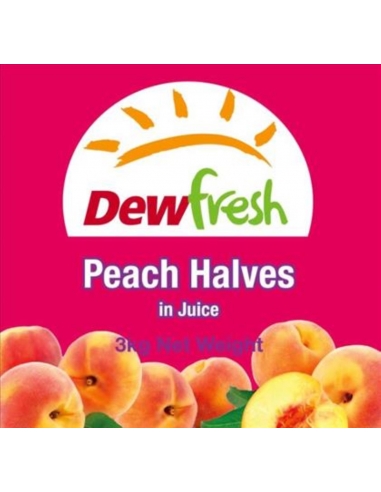 Dewfresh Peaches Halves En Jugo 3 Kg Can