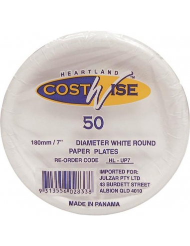 Costwise Uncoated Paper Plates 180m 50 Pack x 1