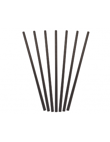 Cast Away Papel Straws regulares negro 205mm por 6 mm 5 mm bore x 250