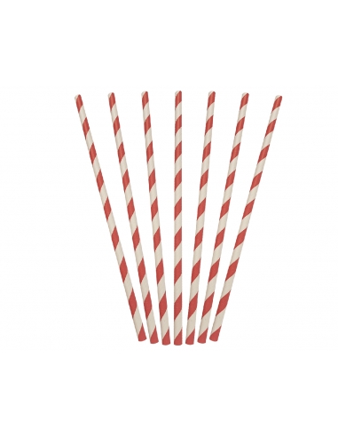 Cast Away Paper Regular Red & White Stripe Straws 205mm by 6 mm 5 mm bore x 250