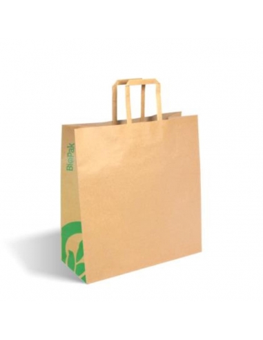 Biopak Zakken Papier Medium Met Plat Handvat Gerecycled (fsc) 200 Pak Karton