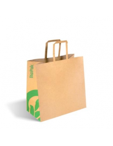 Biopak Borse Carta Piccolo con manico piatto riciclato (fsc) 250 cartone del pacchetto
