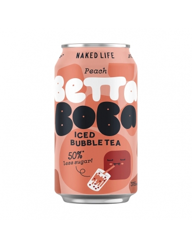 Naked Life Betta Boba Iced Bubble Tea Peach 315ml x 12